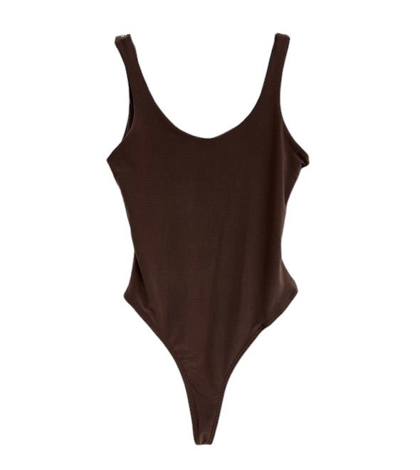Essential Double Layered Bodysuit- Cocoa