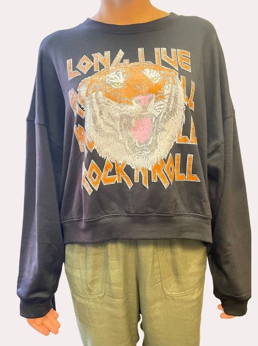 Sweatshirt Dream Scene "It's Only Rock N' Roll" Taille S Gris - Neuf Avec étiquettes - Matière Stretch Confort