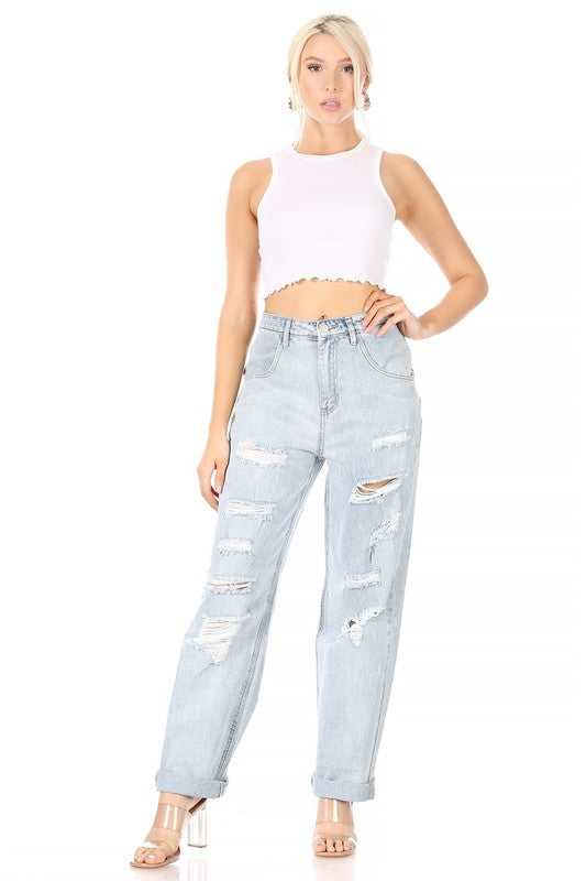 Edgy Instinct Distressed Boyfriend Jeans