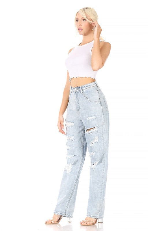 Edgy Instinct Distressed Boyfriend Jeans