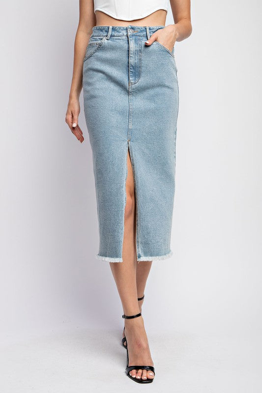 Trend Seeker Vintage Blue Denim Midi Skirt