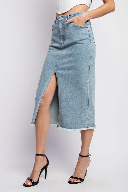 Trend Seeker Vintage Blue Denim Midi Skirt