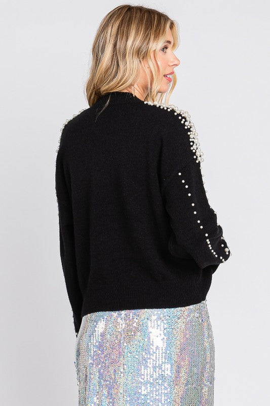 Dare To Dazzle Pearl Long Sleeve Sweater
