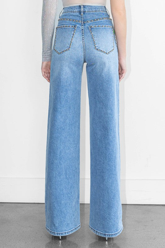 Stud It Up Wide-Leg Denim
