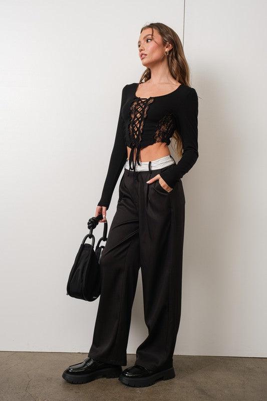 Modern Approach Black + White Wide-Leg Pants