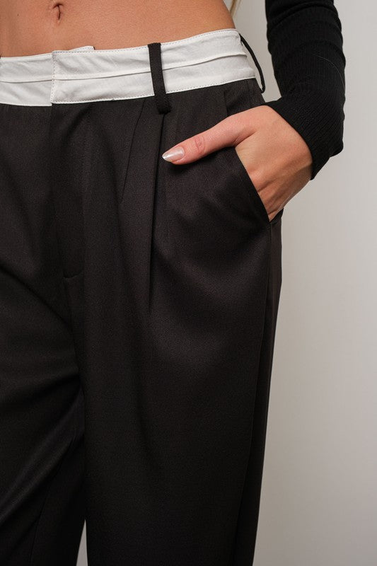 Modern Approach Black + White Wide-Leg Pants