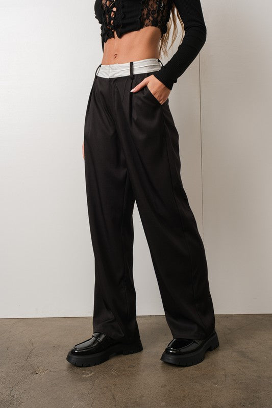 Modern Approach Black + White Wide-Leg Pants