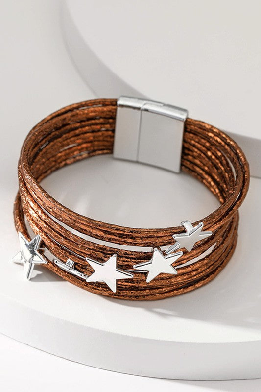 Rising Star Bronze Leather Bracelet