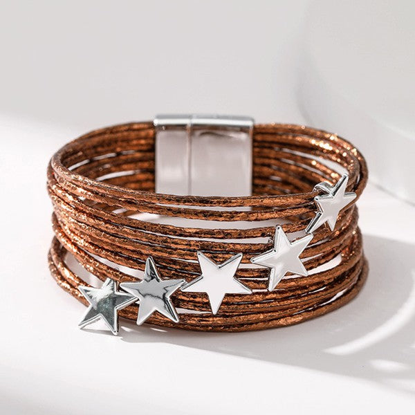 Rising Star Bronze Leather Bracelet