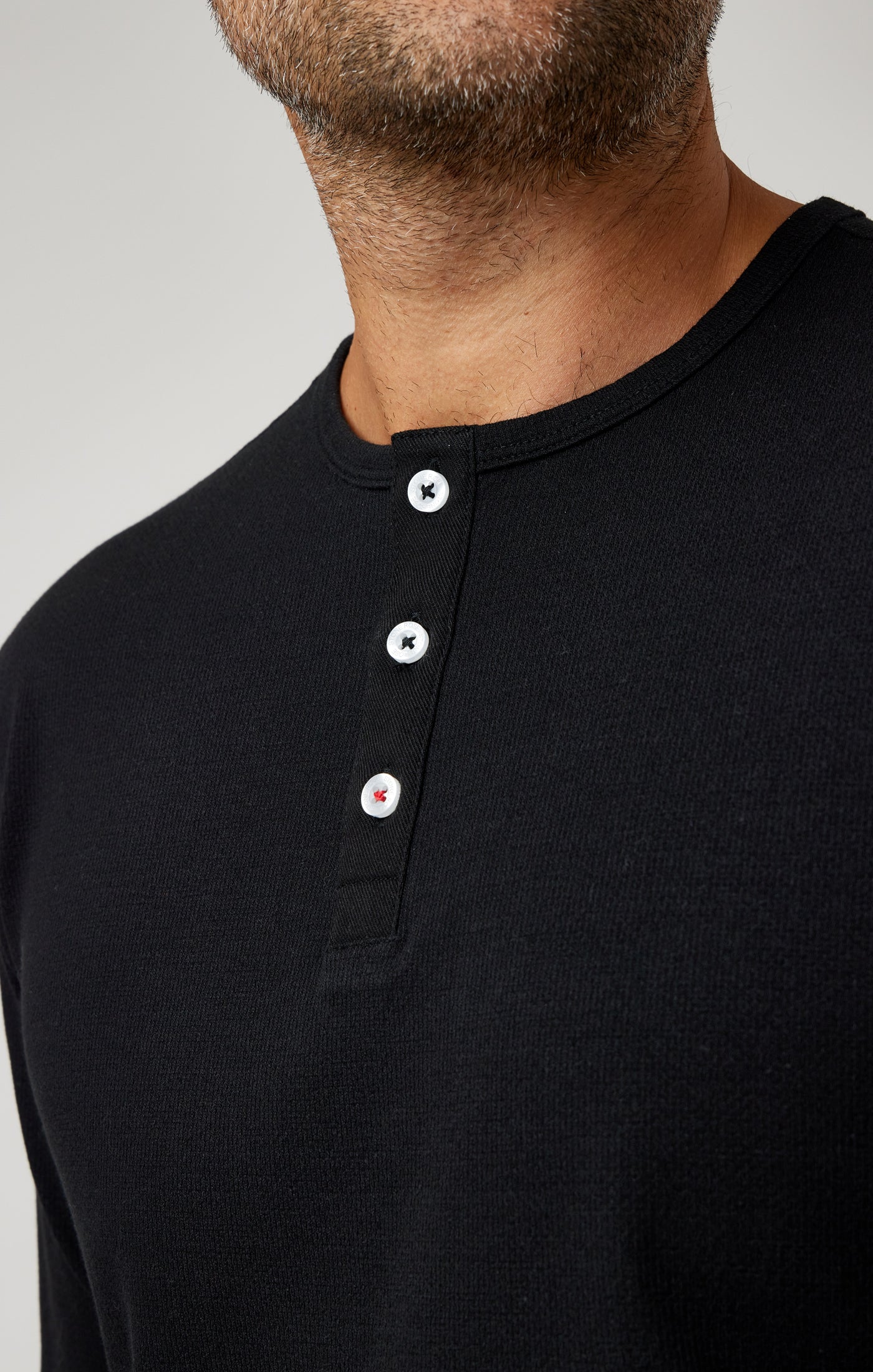 Black Performance Long Sleeve Henley