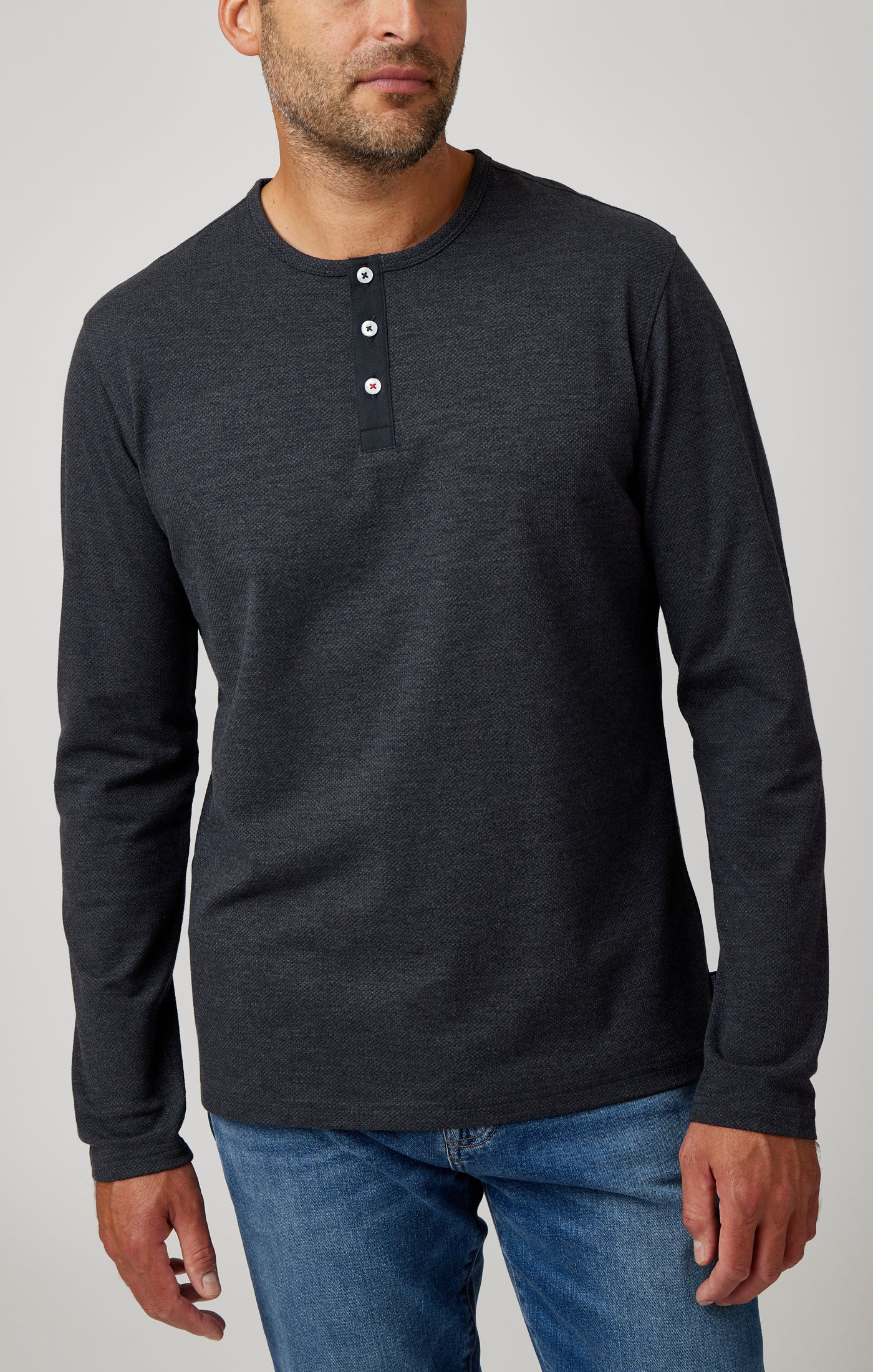 Charcoal Performance Long Sleeve Henley