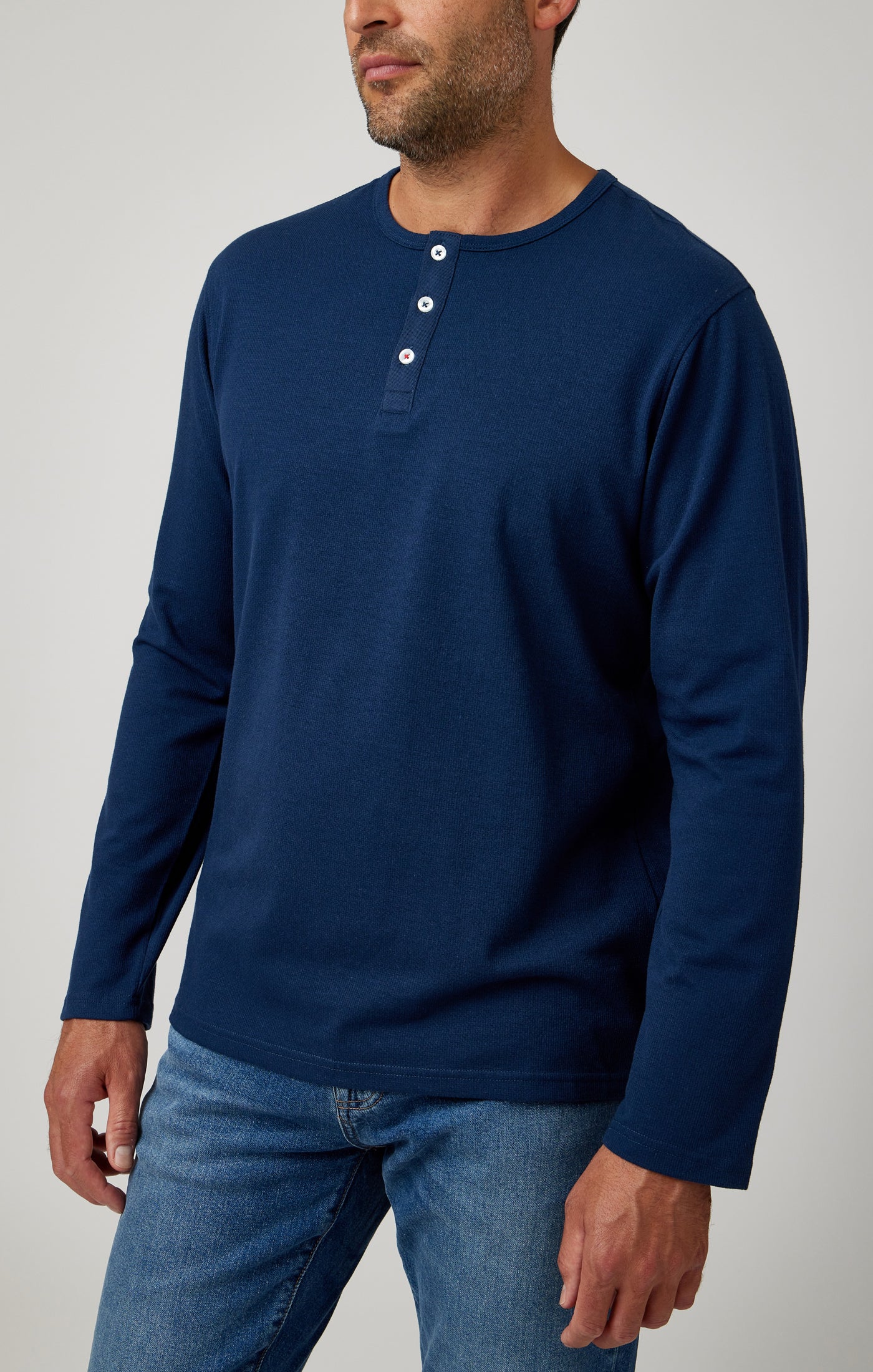 Navy Performance Long Sleeve Henley