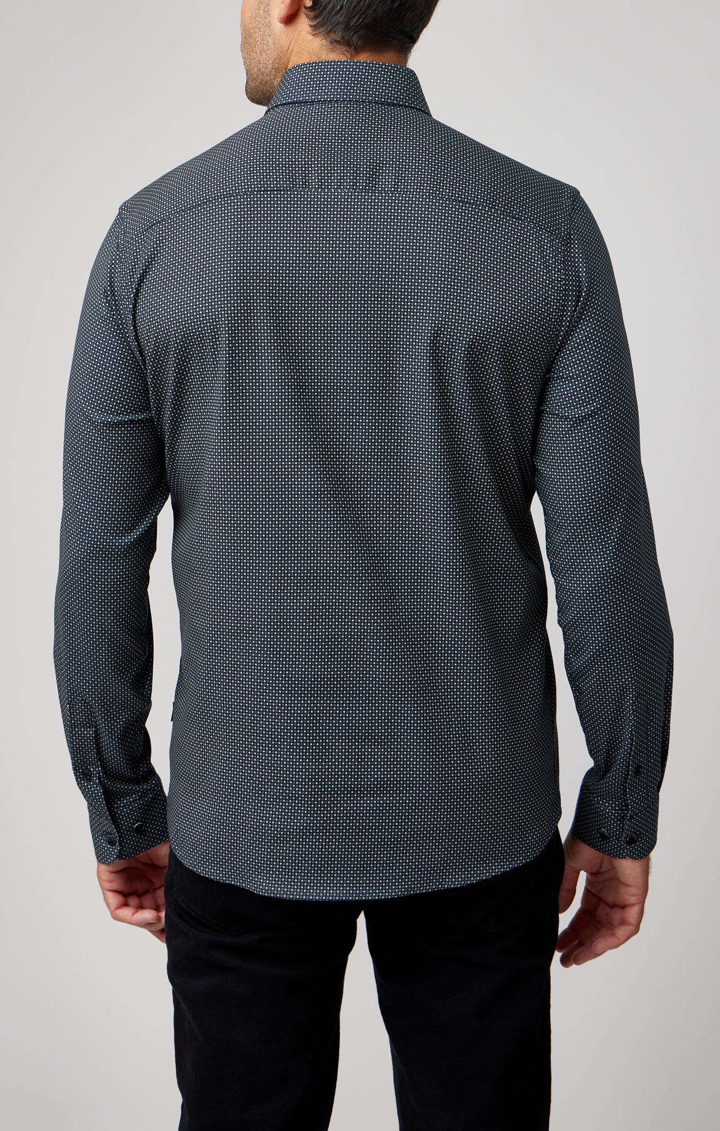 Navy & Green Micro Dot Performance Long Sleeve