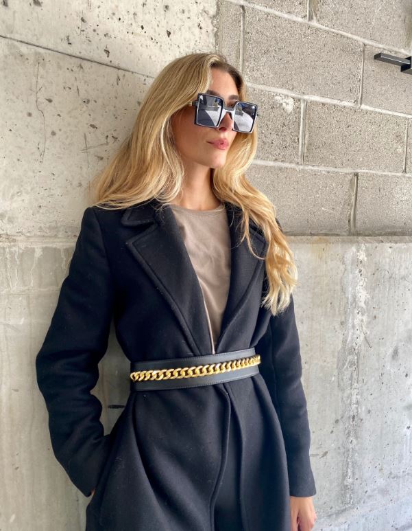 Style Muse Black & Gold Chain Belt