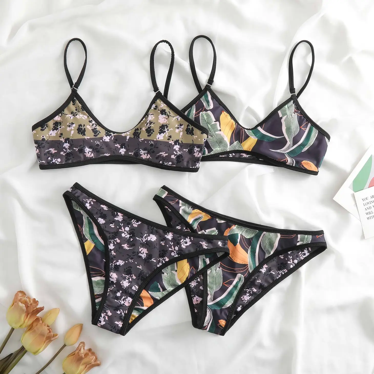Retro Reverse Print Bikini Top