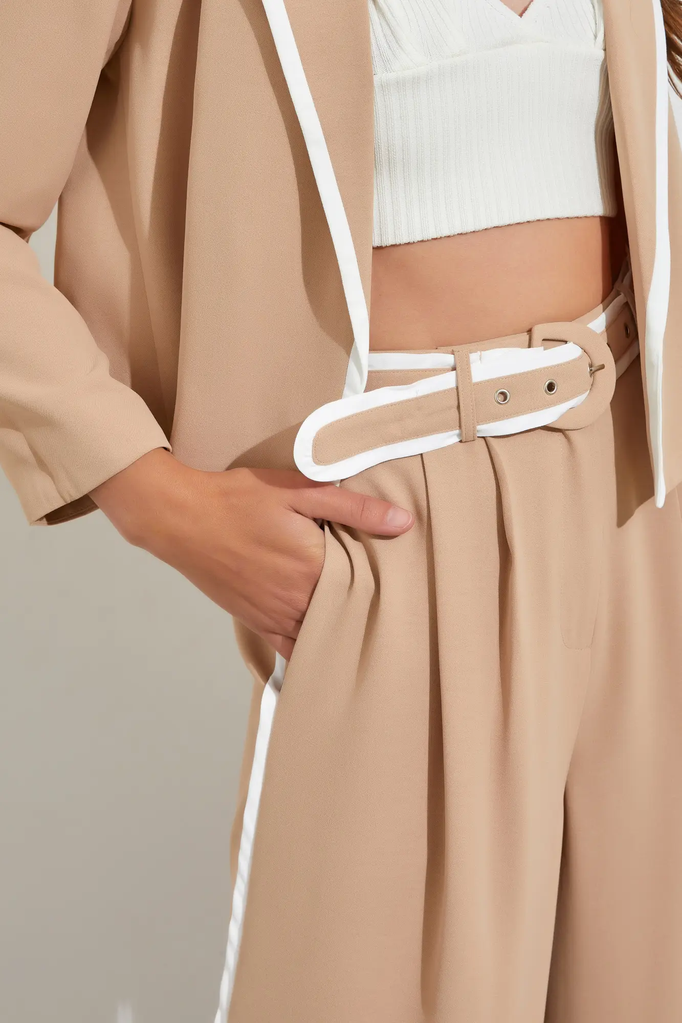 Next Level Dark Beige Wide-Leg Pants