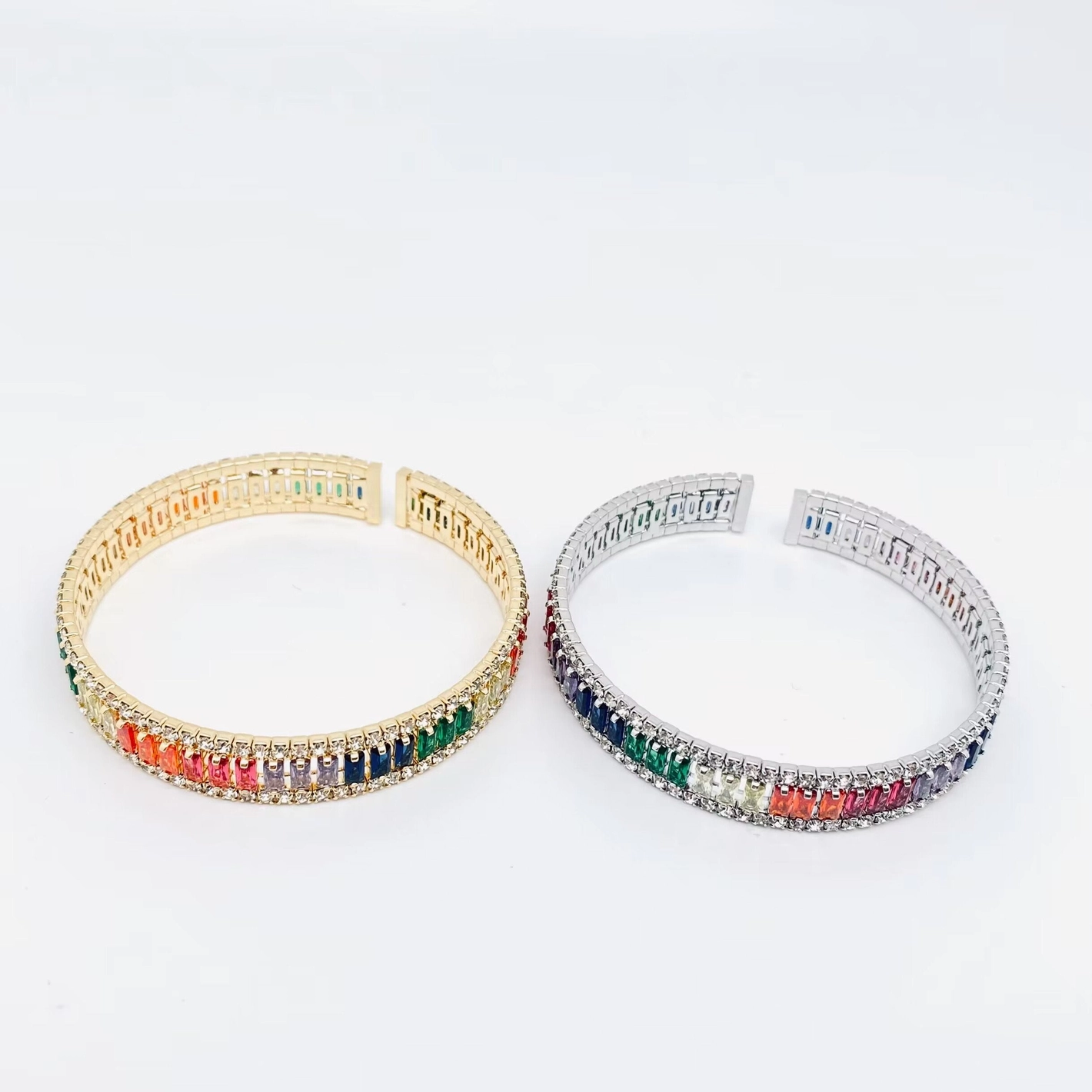 Keep Sparkling Gold Rainbow Bangle Bracelet