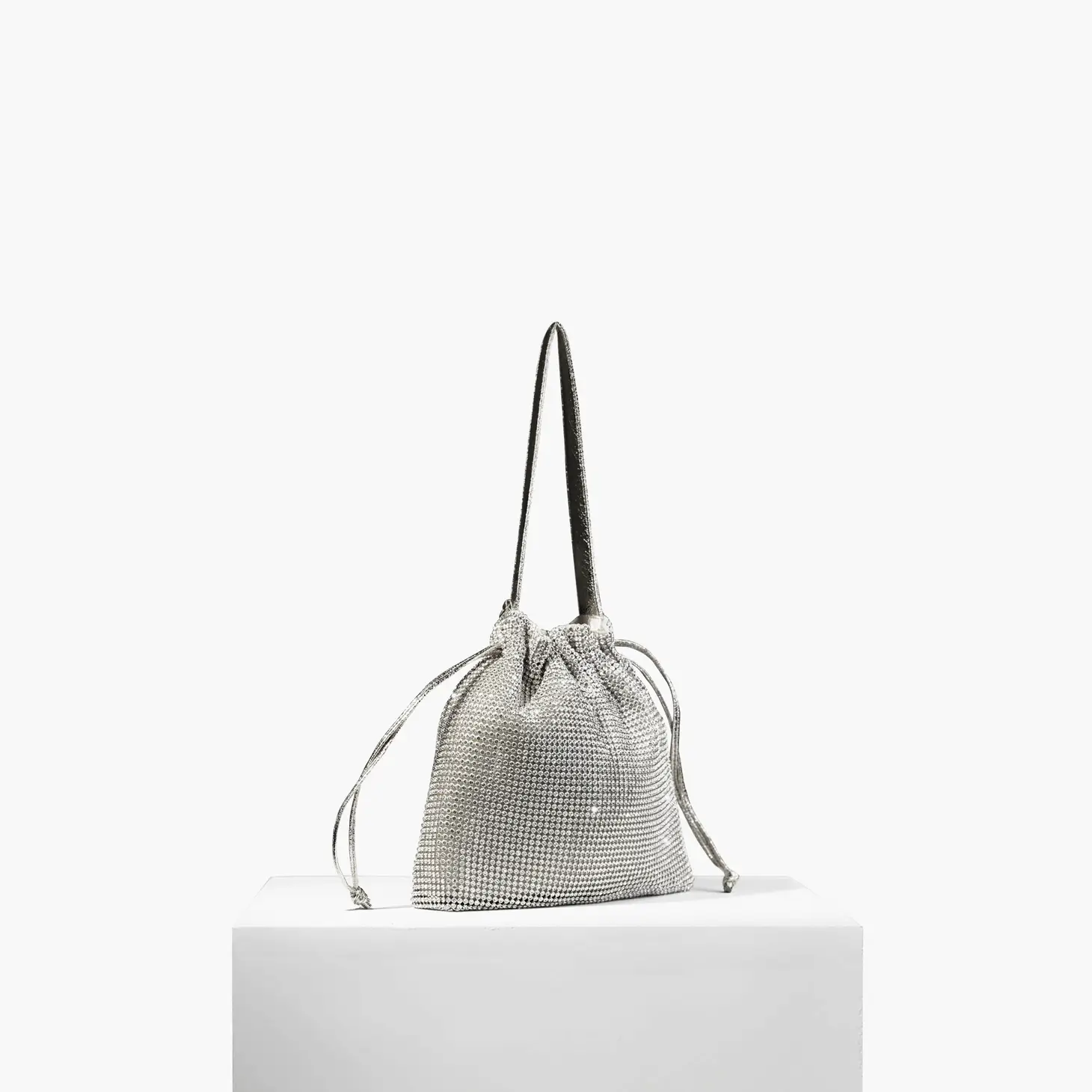 Queen Of Bling Silver Drawstring Purse