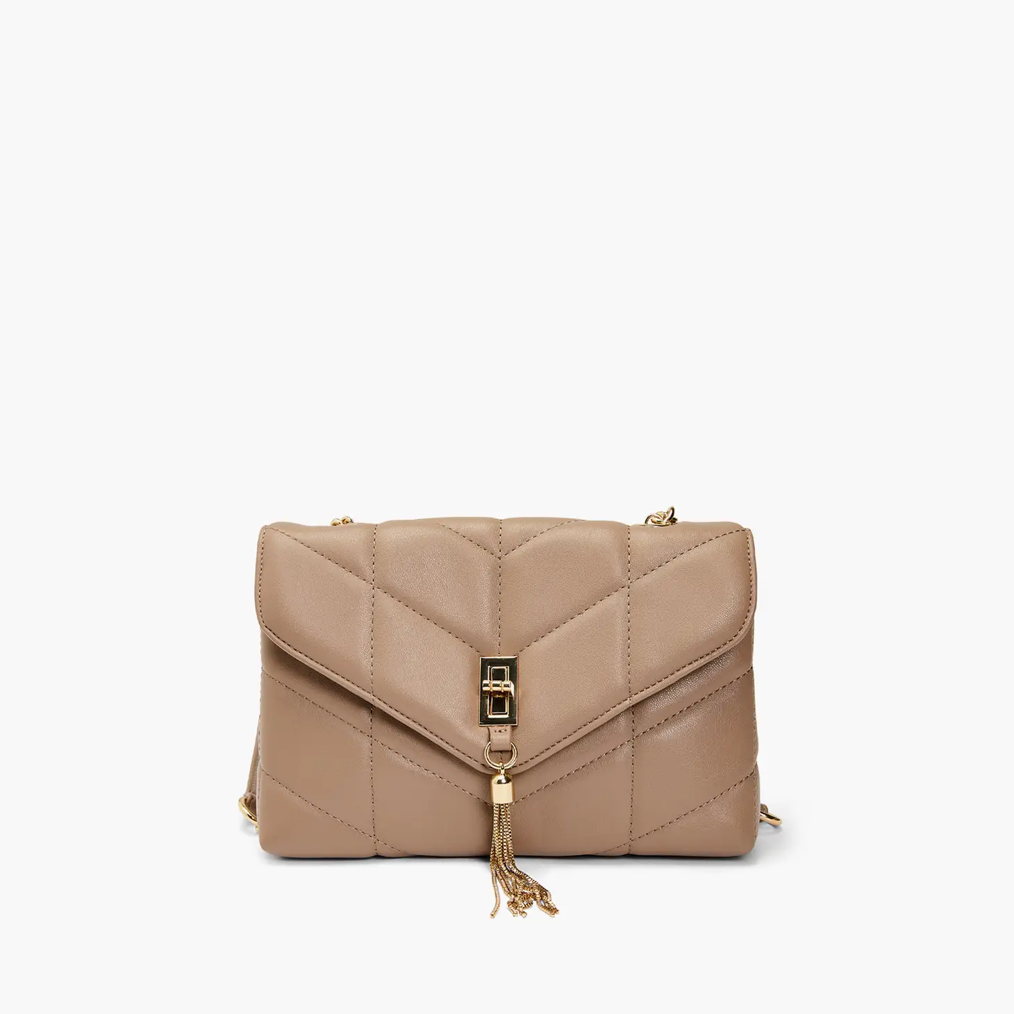 Avila Tassel Quilted Taupe Crossbody