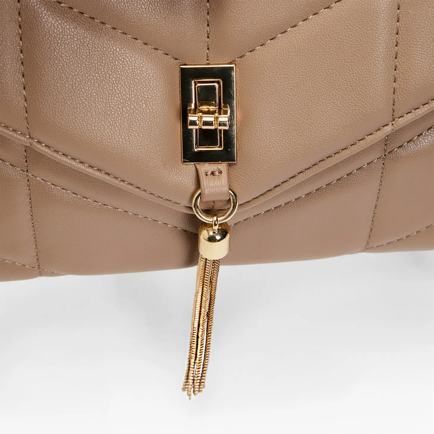 Avila Tassel Quilted Taupe Crossbody