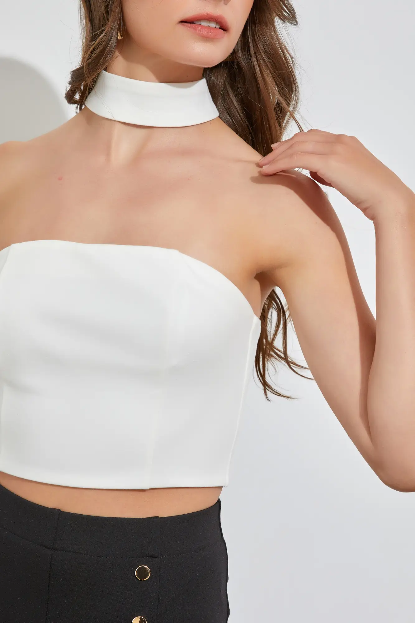 Sultry Style White Mock Neck Top