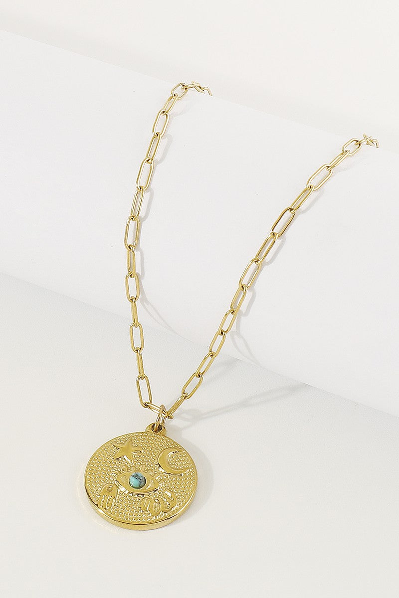 Celestial Eye Gold Pendant Necklace