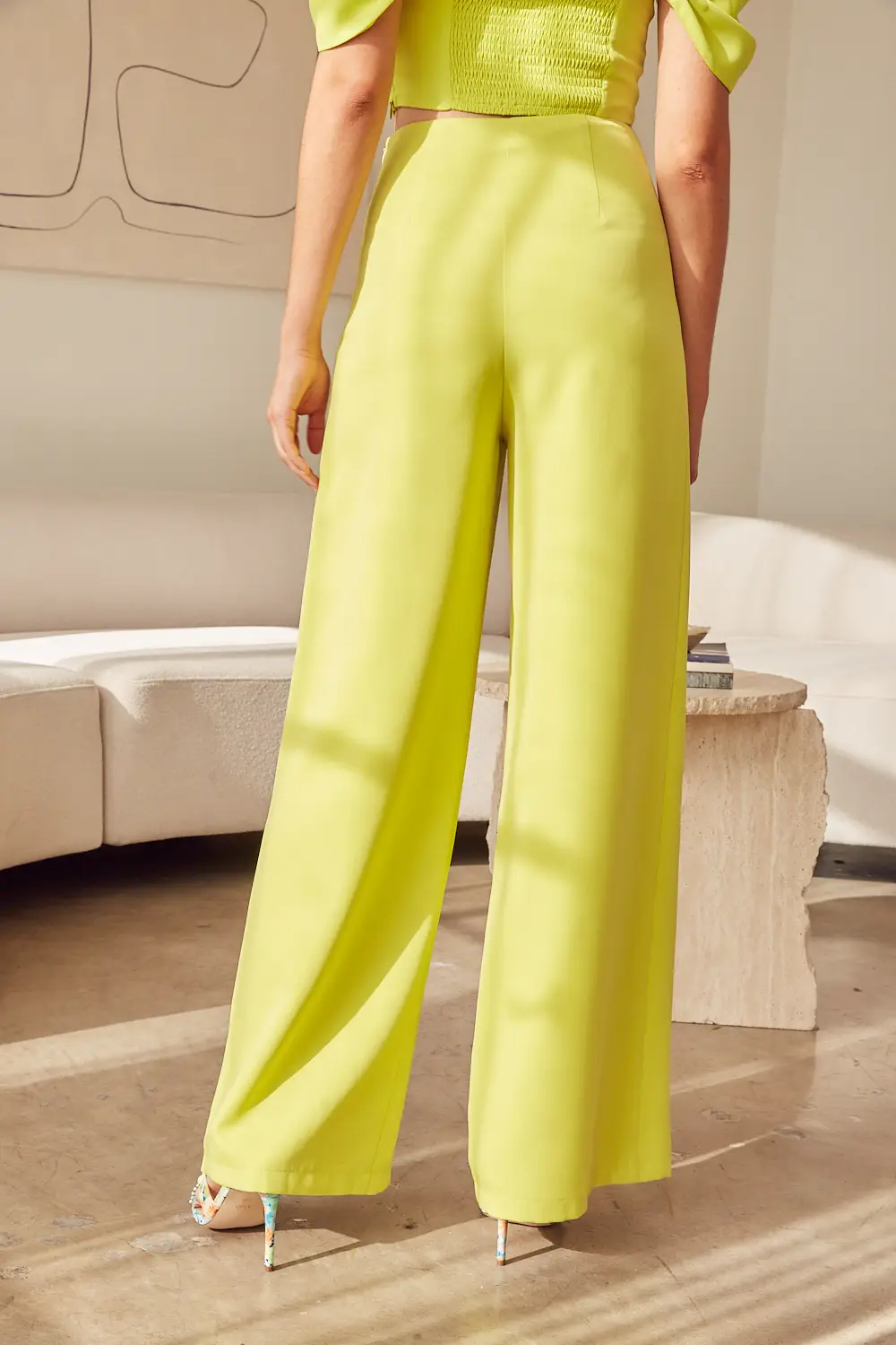 Keep It Trendy Lime Wide Leg Pants
