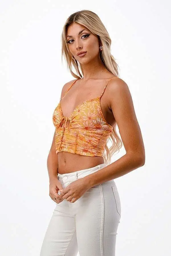Flower Power Mesh Cami Crop Top