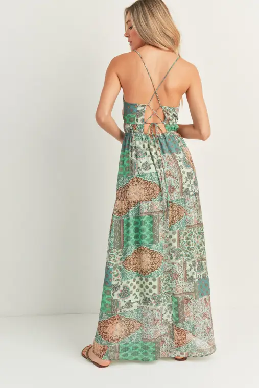 Still The One Green Lurex Maxi Dress