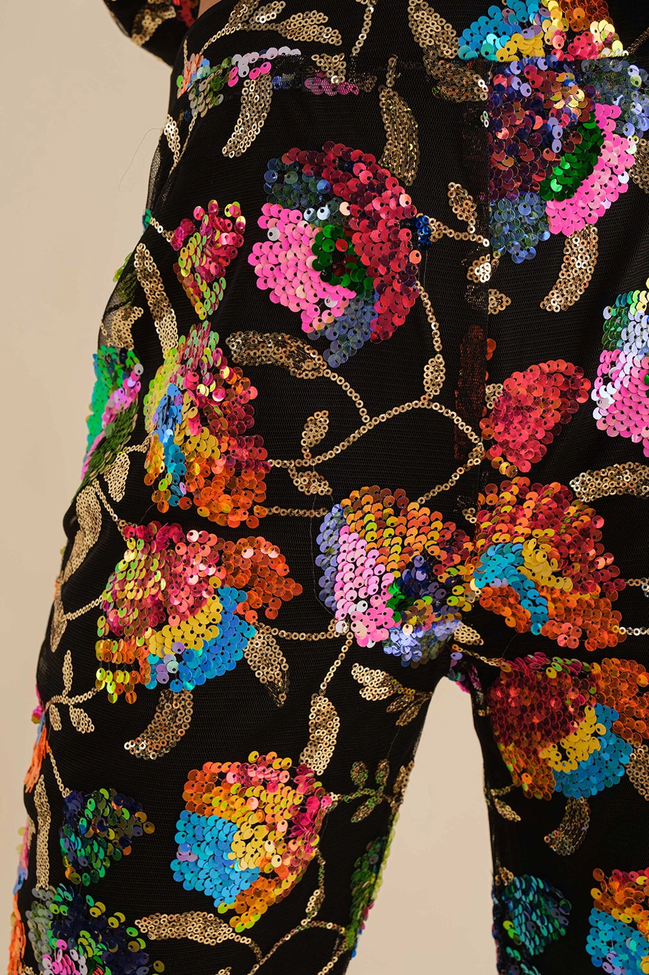 Love In Bloom Black Sequin Pants