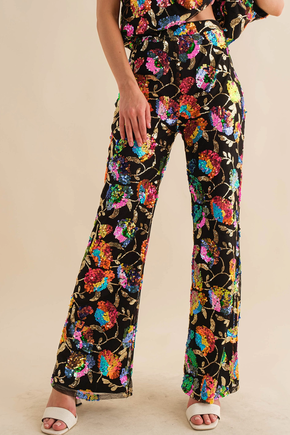Love In Bloom Black Sequin Pants