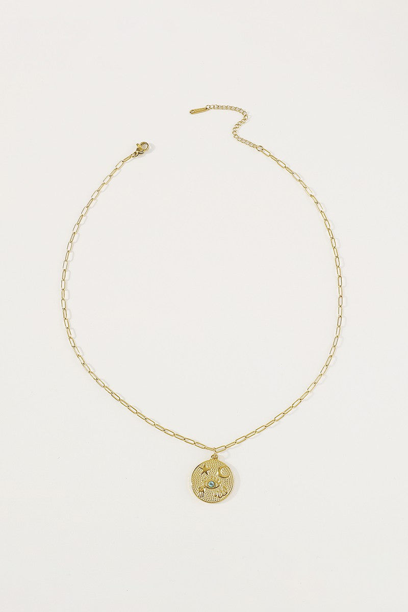 Celestial Eye Gold Pendant Necklace