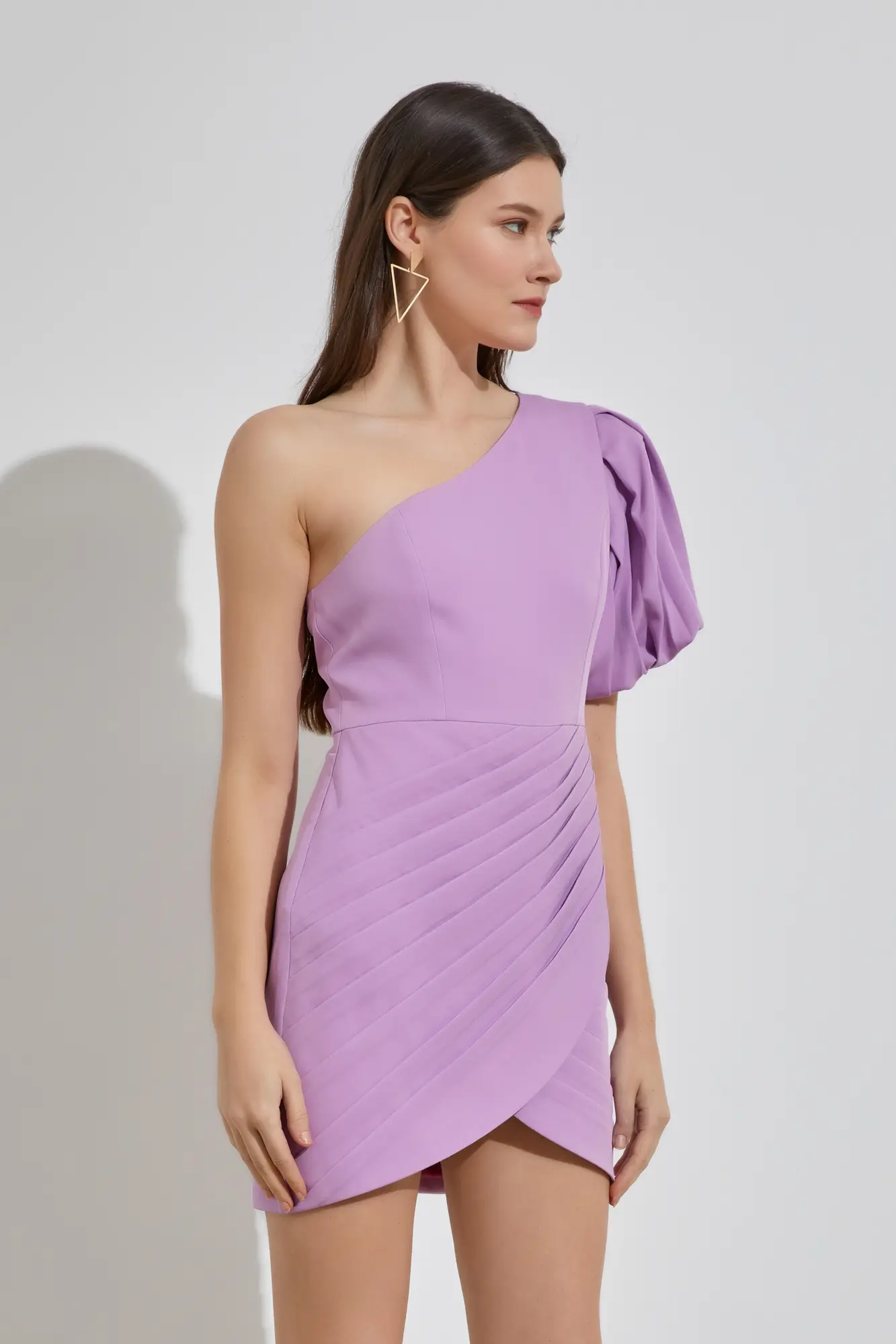 Glamorous Times Lavender One-Shoulder Mini Dress