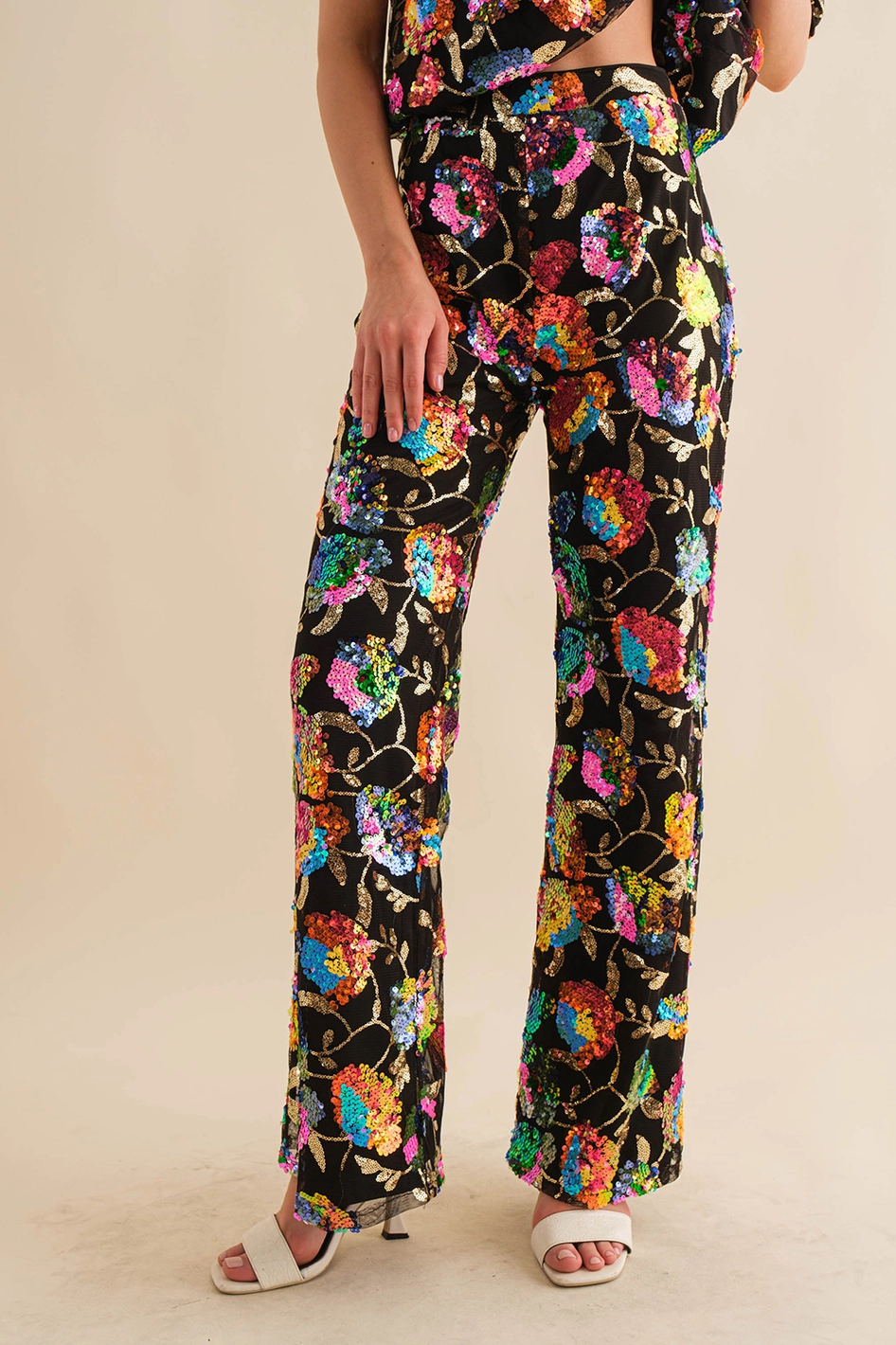 Love In Bloom Black Sequin Pants
