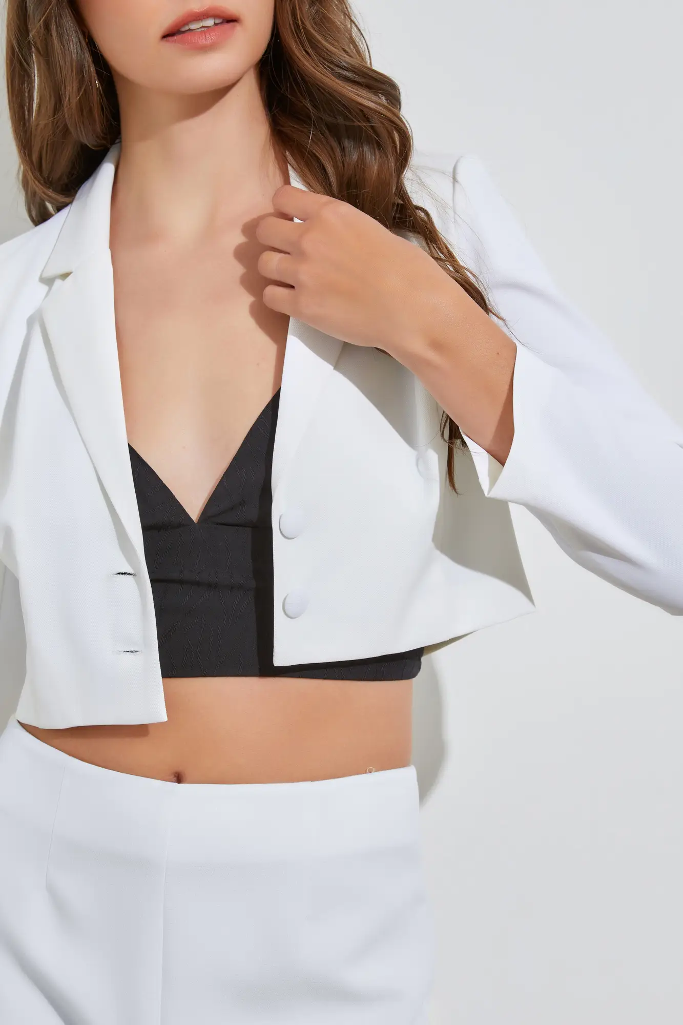 Posh Punctuality White Cropped Blazer