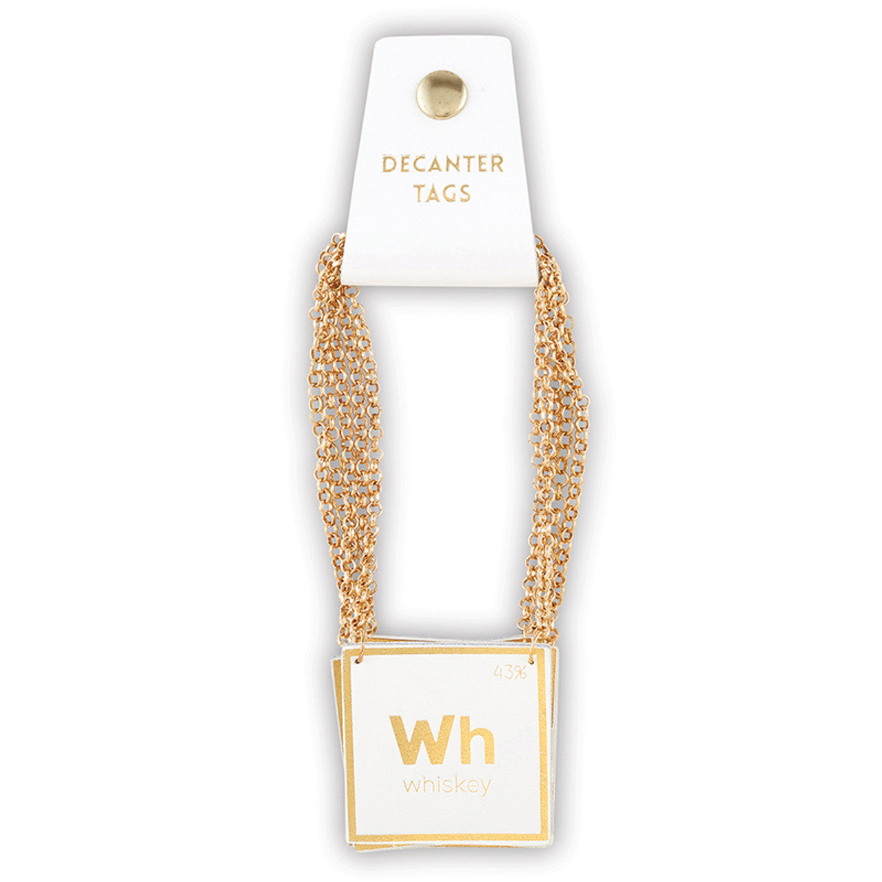 White & Gold Leather Decanter Tag Set