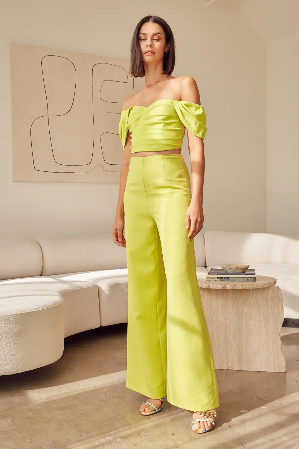 Keep It Trendy Lime Wide Leg Pants