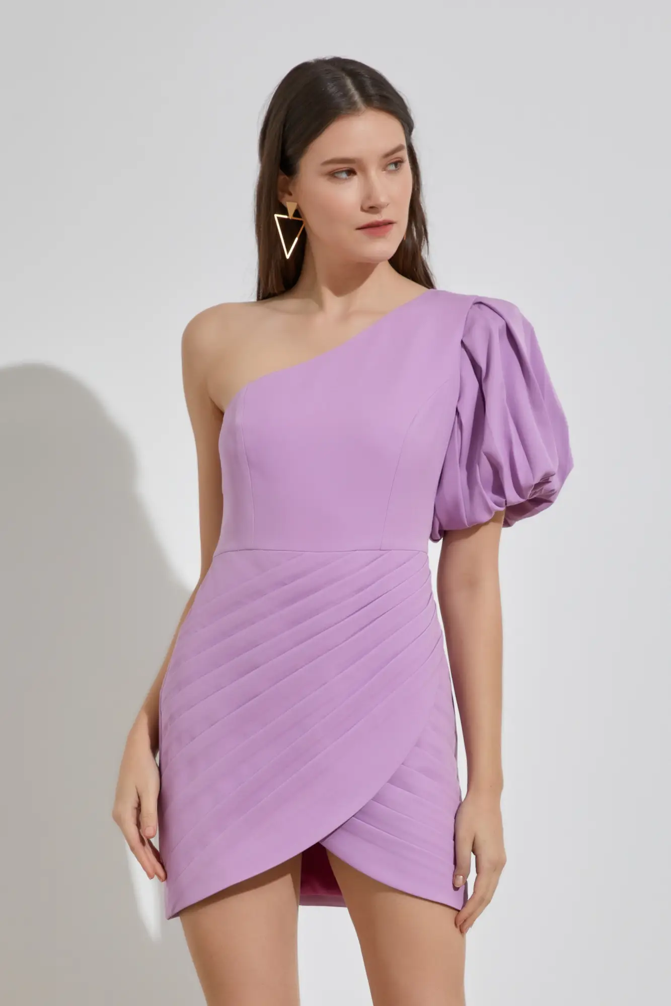 Glamorous Times Lavender One-Shoulder Mini Dress