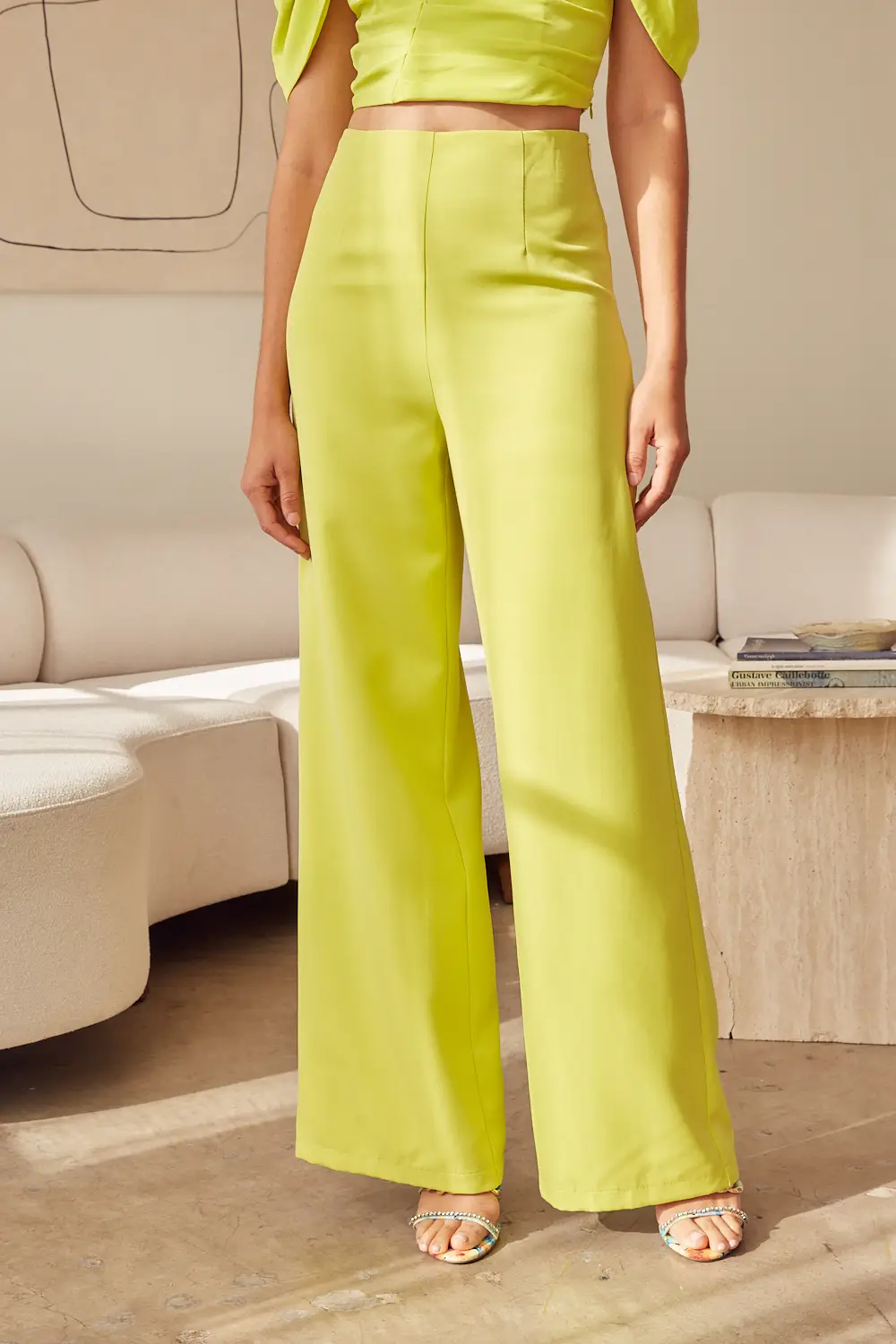 Keep It Trendy Lime Wide Leg Pants