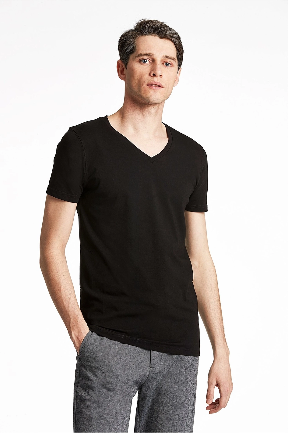 On Repeat Black V-Neck Tee