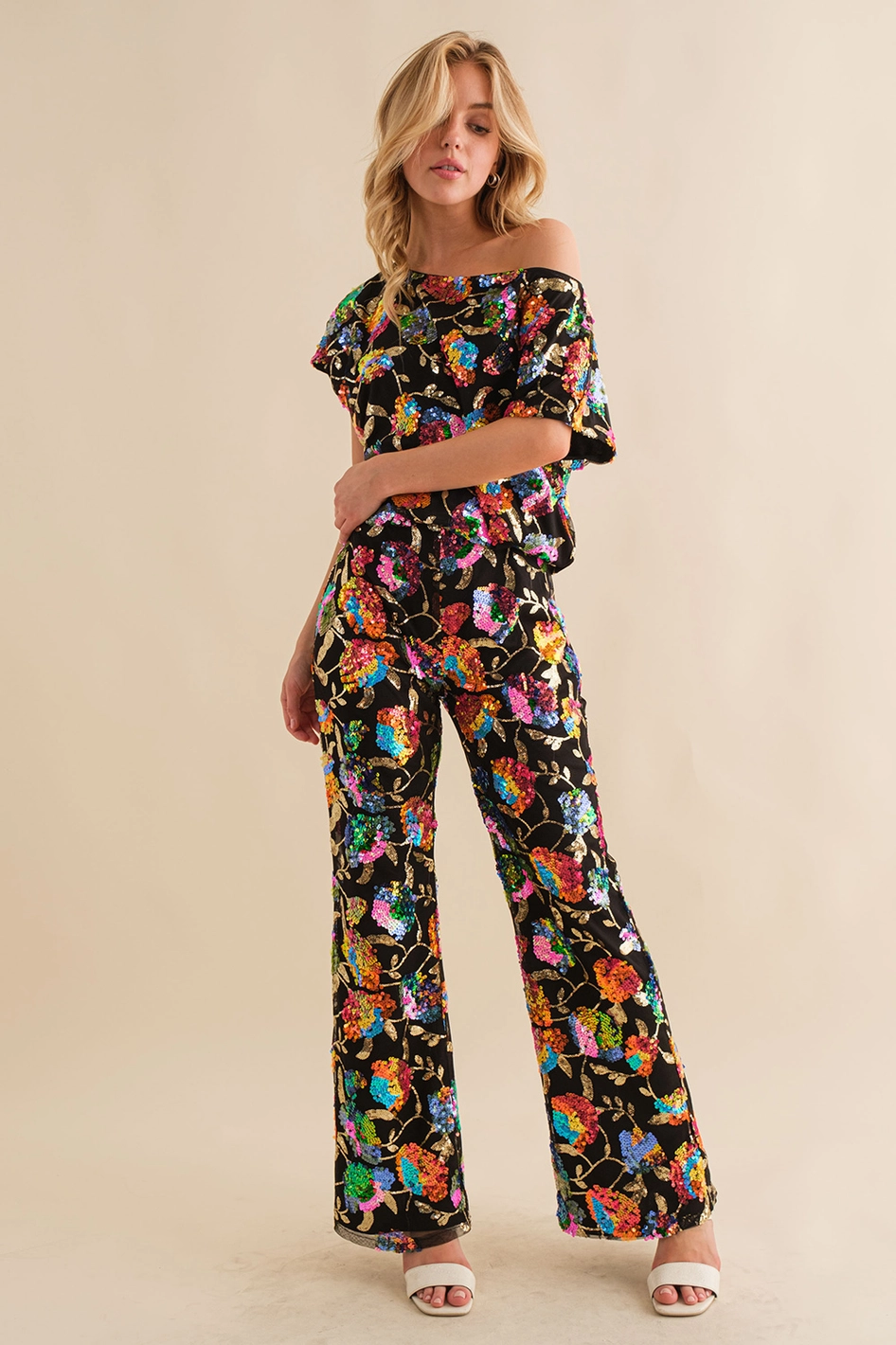 Love In Bloom Black Sequin Pants