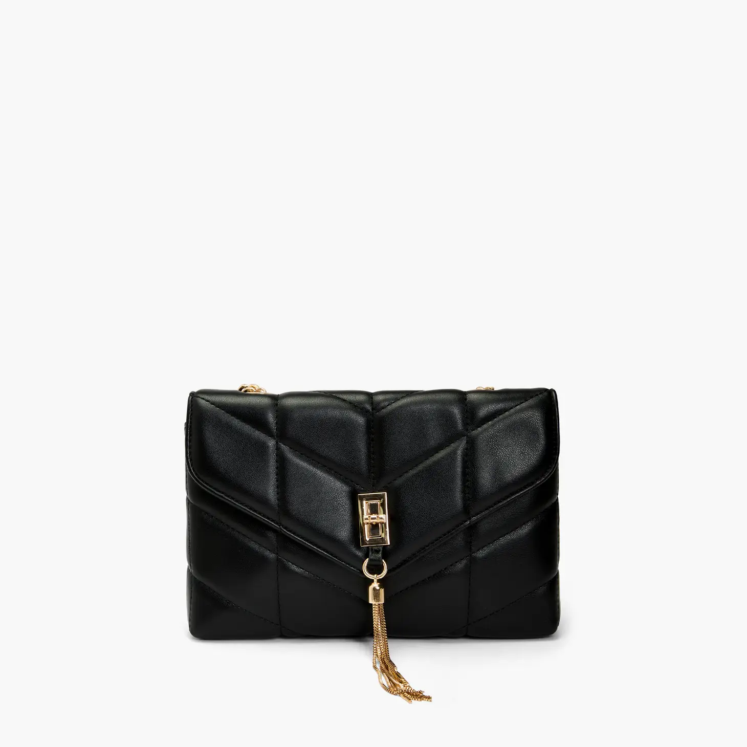 Avila Tassel Quilted Black Crossbody