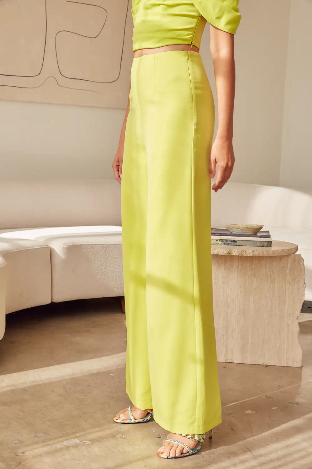 Keep It Trendy Lime Wide Leg Pants