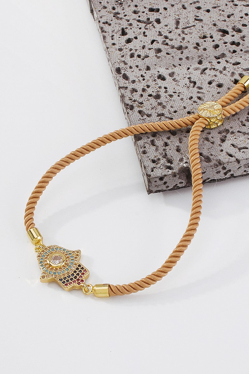 My Hamsa Tan & Gold Bracelet