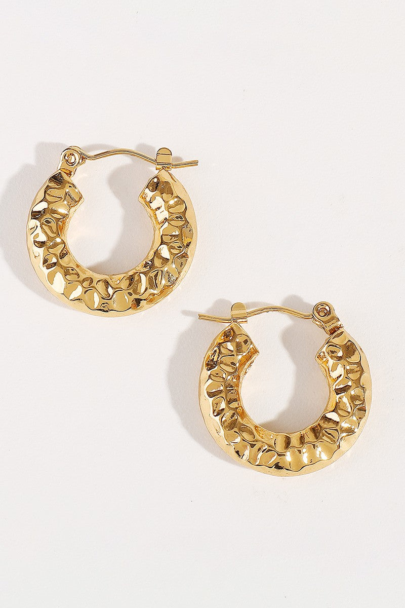 Love Hammered Gold Hoop Earrings