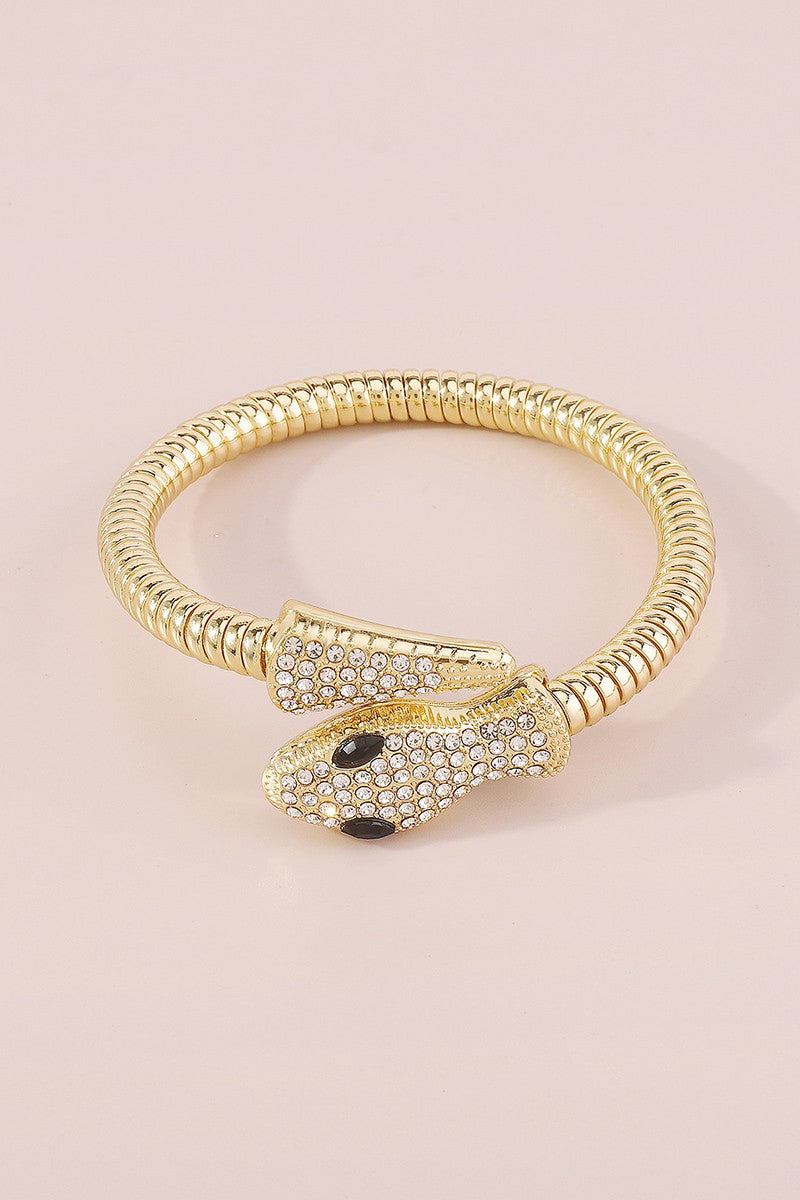 Serpent Style Gold Bangle Bracelet