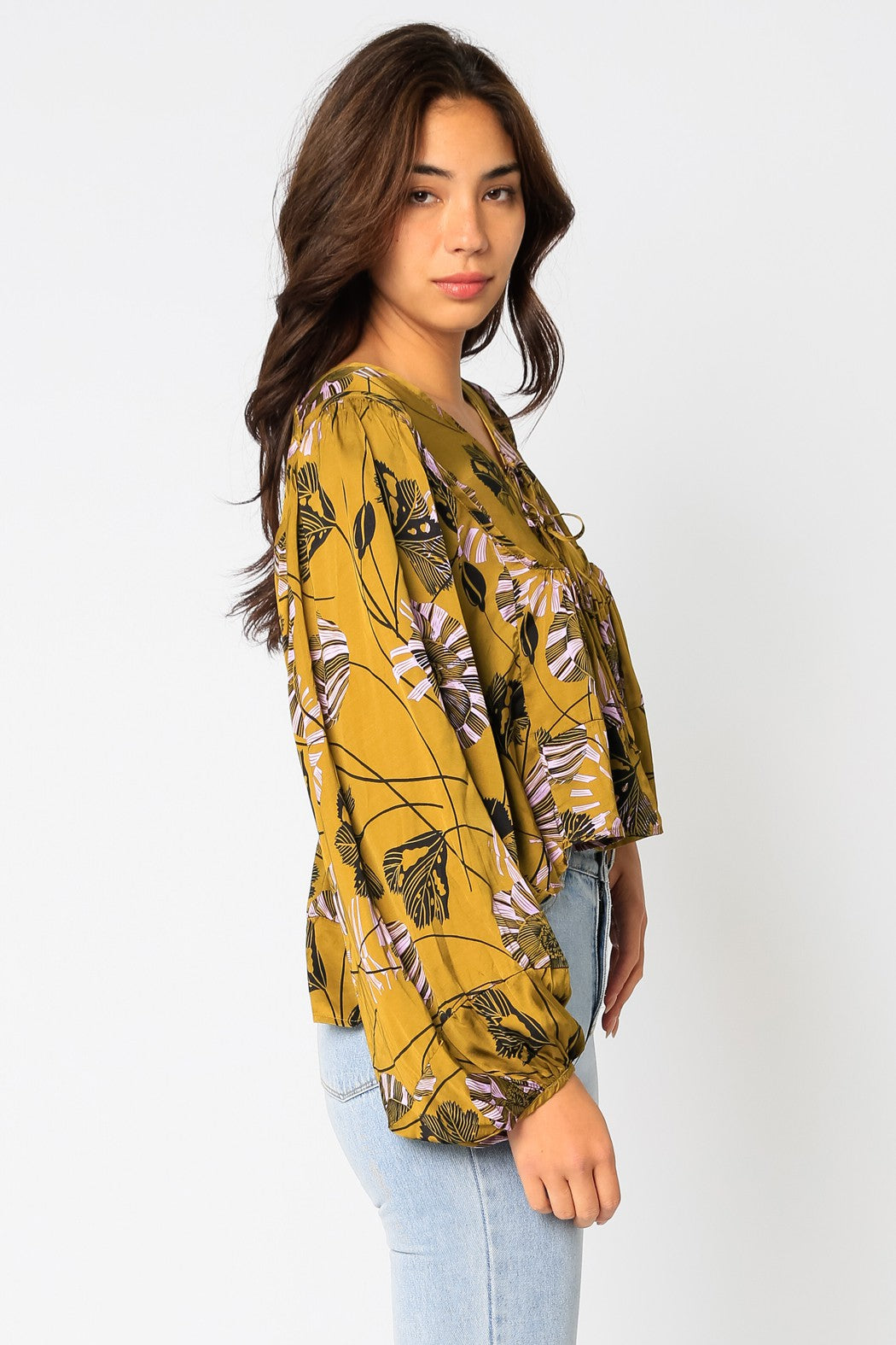 Botanical Bliss Olive Long Sleeve Top