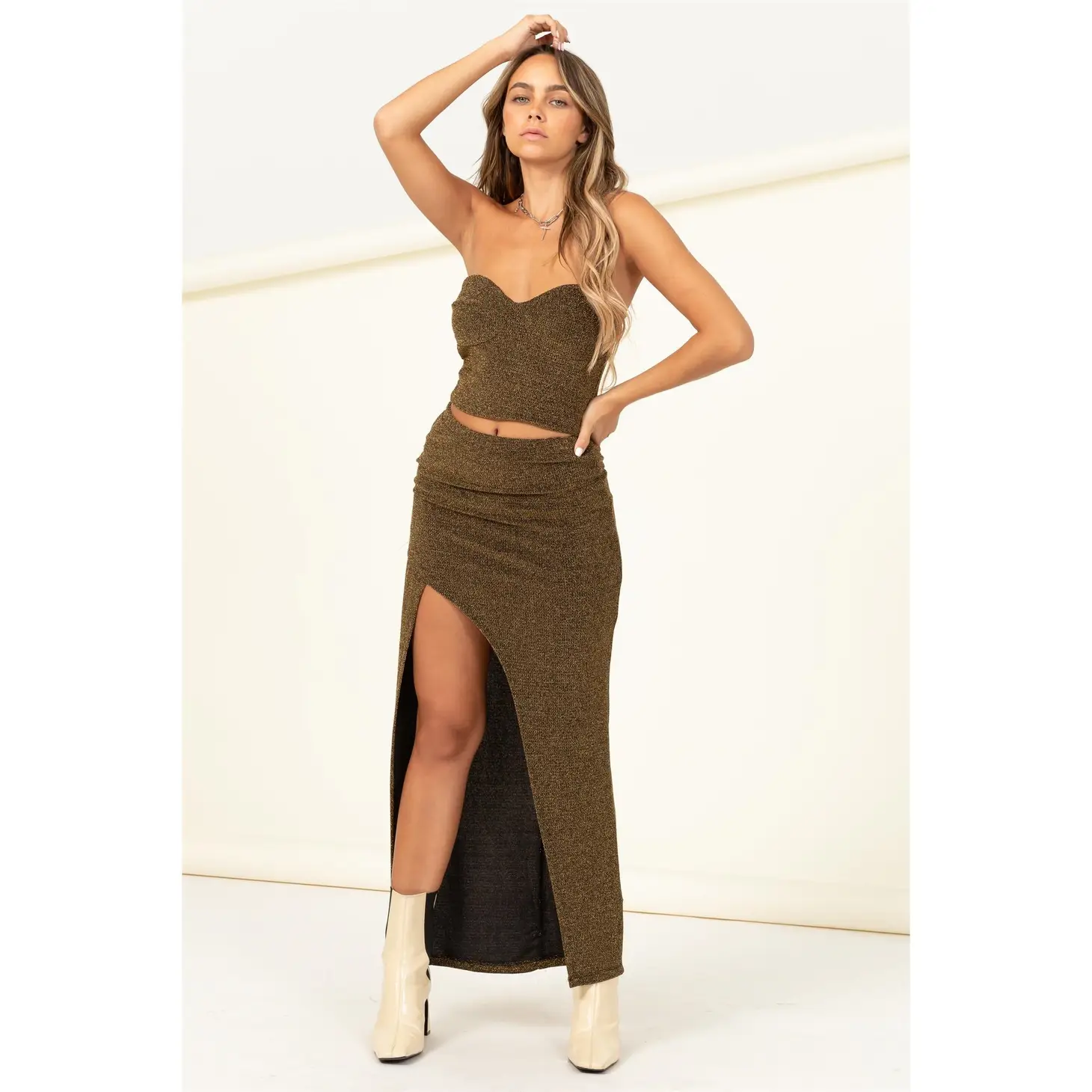 Stay Golden Strapless Crop Top Blend Fashion House Stay Golden Strapless Crop Top Blend Fashion House