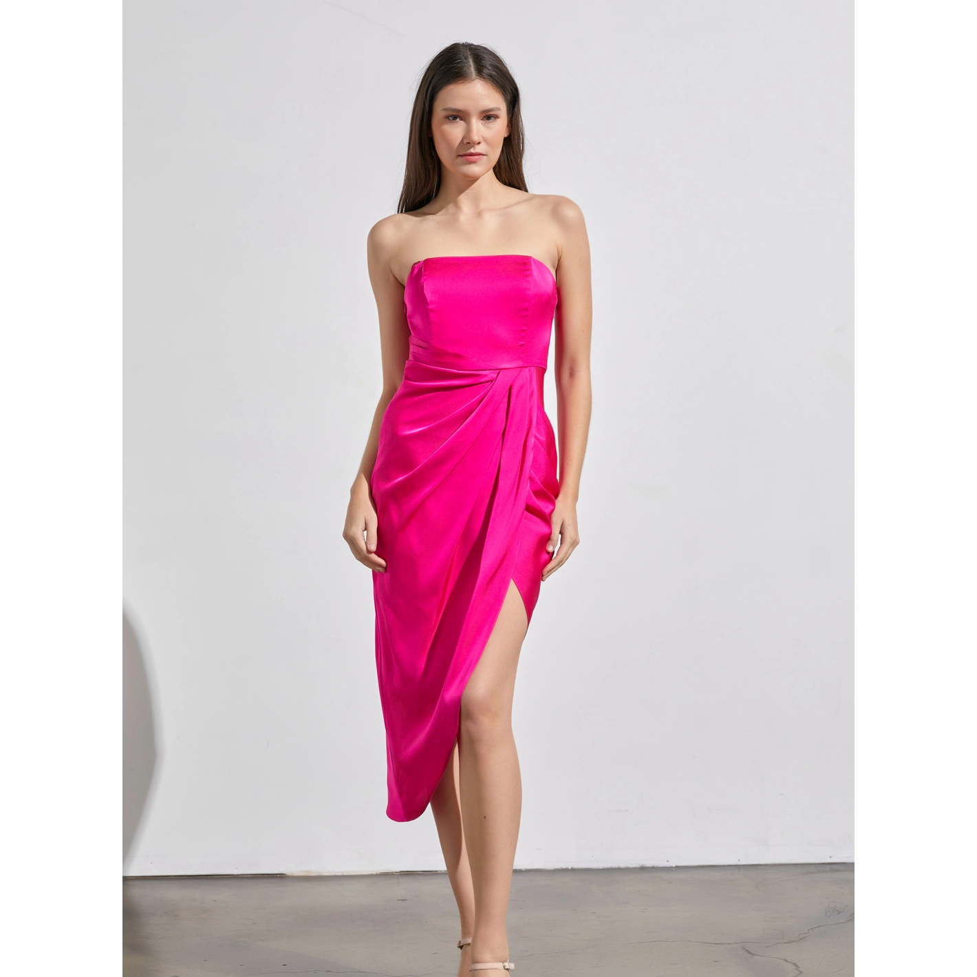 Infinite Love Hot Pink Strapless Midi Dress Blend Fashion House Infinite Love Hot Pink Strapless Midi Dress Blend Fashion House