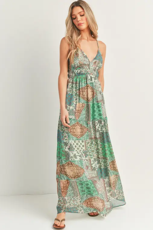 Still The One Green Lurex Maxi Dress